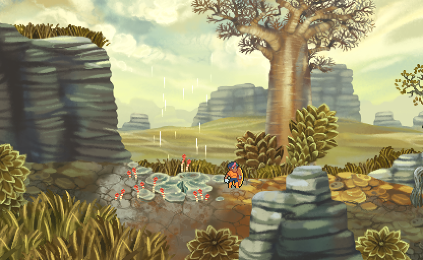 screenshot of a dusty, prehistoric-feeling pass